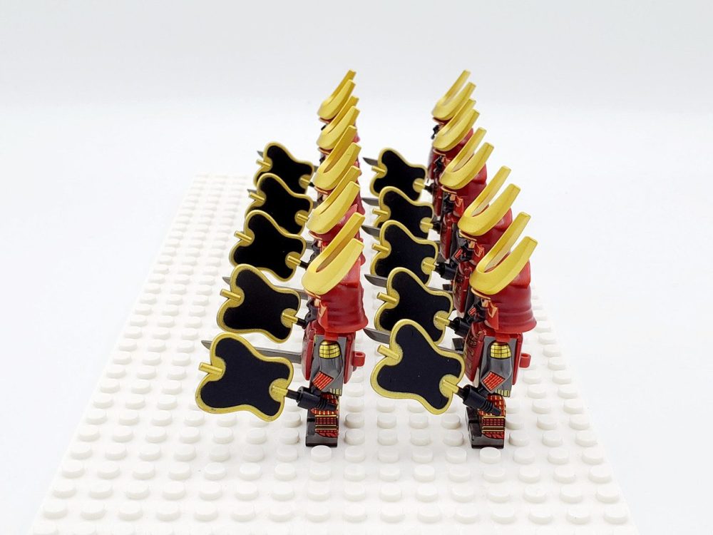 Japanese Samurai Uchiwa and Katana Block Figures Set of 10pcs