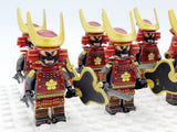 Japanese Samurai Uchiwa and Katana Block Figures Set of 10pcs