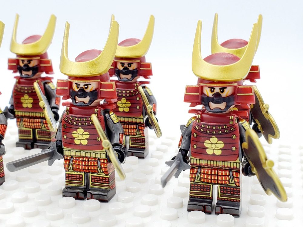 Japanese Samurai Uchiwa and Katana Block Figures Set of 10pcs