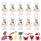 Junior Chefs Cooking Team Block Figures Set of 10pcs With Foods & Accessories