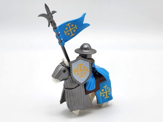 Kingdom of Jerusalem Mounted Knights & Armored Warhorse Block Figures Set
