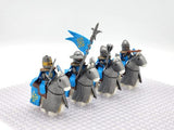 Kingdom of Jerusalem Mounted Knights & Armored Warhorse Block Figures Set