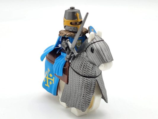 Kingdom of Jerusalem Mounted Knights & Armored Warhorse Block Figures Set