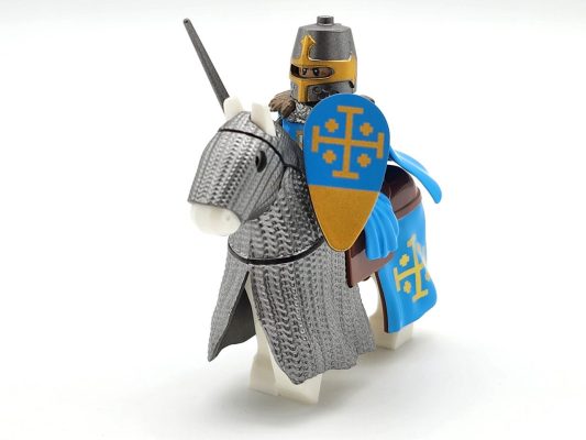 Kingdom of Jerusalem Mounted Knights & Armored Warhorse Block Figures Set
