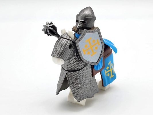 Kingdom of Jerusalem Mounted Knights & Armored Warhorse Block Figures Set