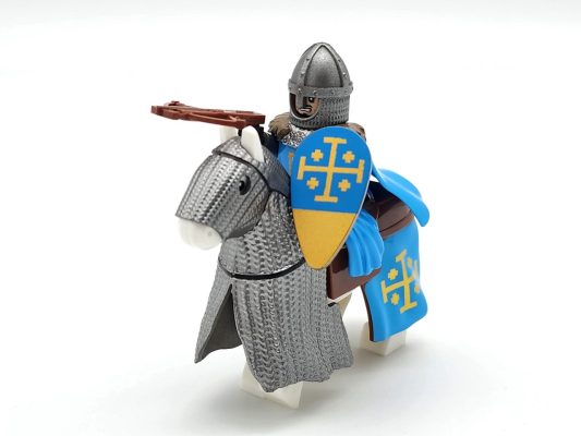 Kingdom of Jerusalem Mounted Knights & Armored Warhorse Block Figures Set