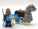 Kingdom of Jerusalem Mounted Knights & Armored Warhorse Block Figures Set
