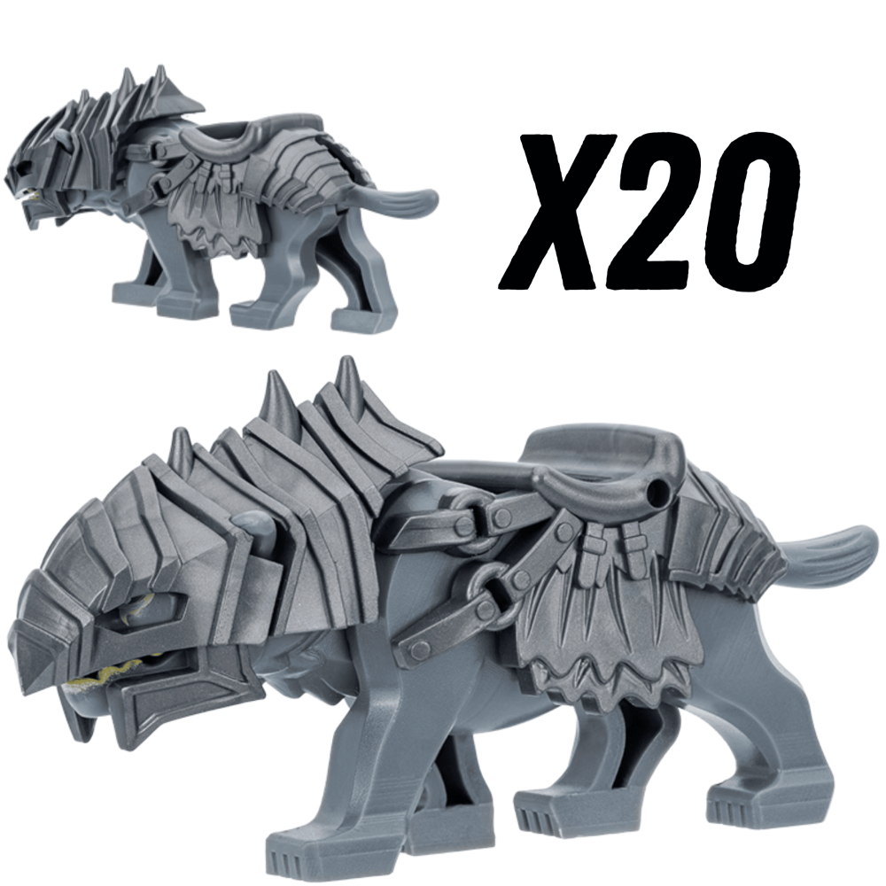 Lord of the Rings Armored Wargs (Grey) Block Figures Set
