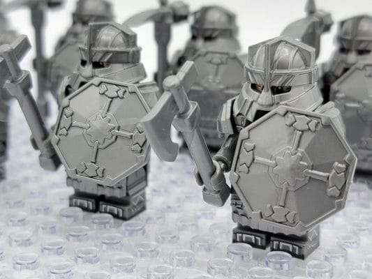 Lord the Rings Erebor Dwarves Silver Armour Block Figures Set 10pcs