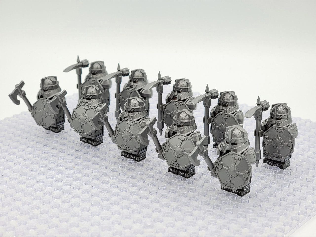 Lord the Rings Erebor Dwarves Silver Armour Block Figures Set 10pcs