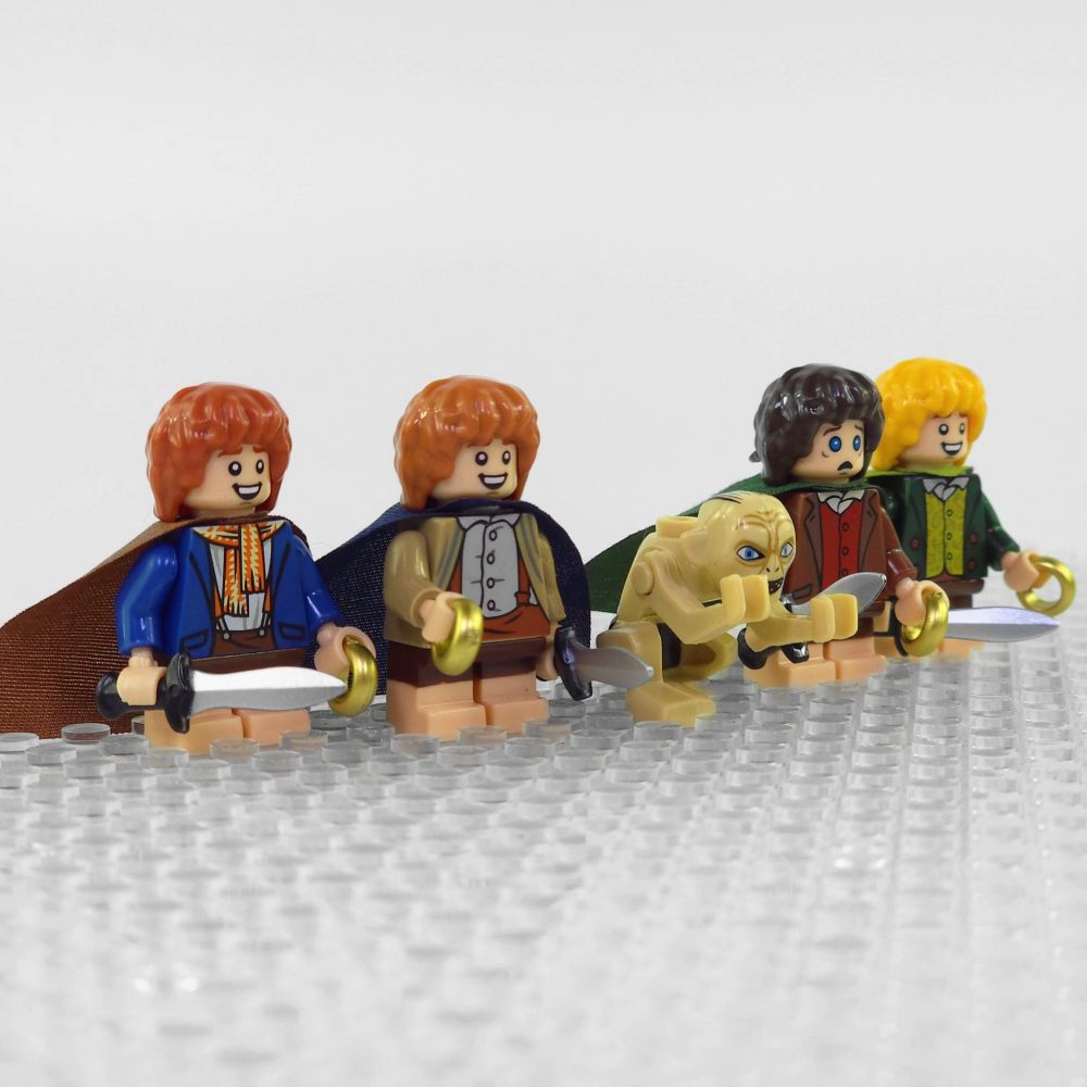Lord the Rings Hobbits the Shire Frodo Sam Merry Pippin Gollum Block Figures