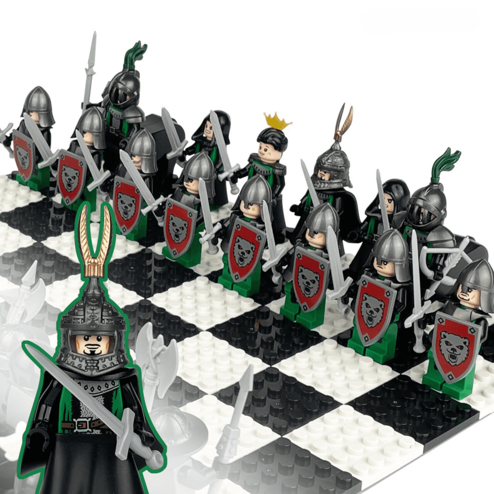 Medieval Crimson Bear Knights Block Figures Set