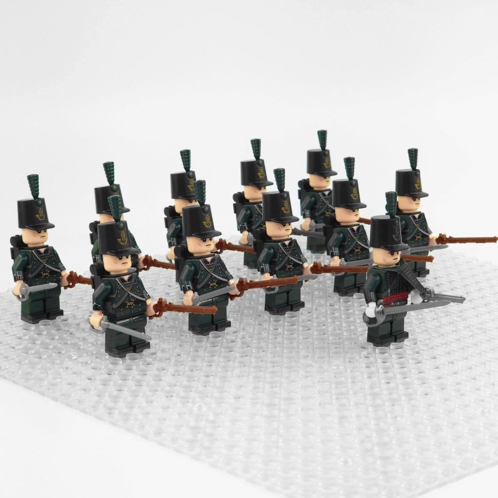 Napoleonic Wars 95th Rifles British Infantry Block Figures Set of 11pcs