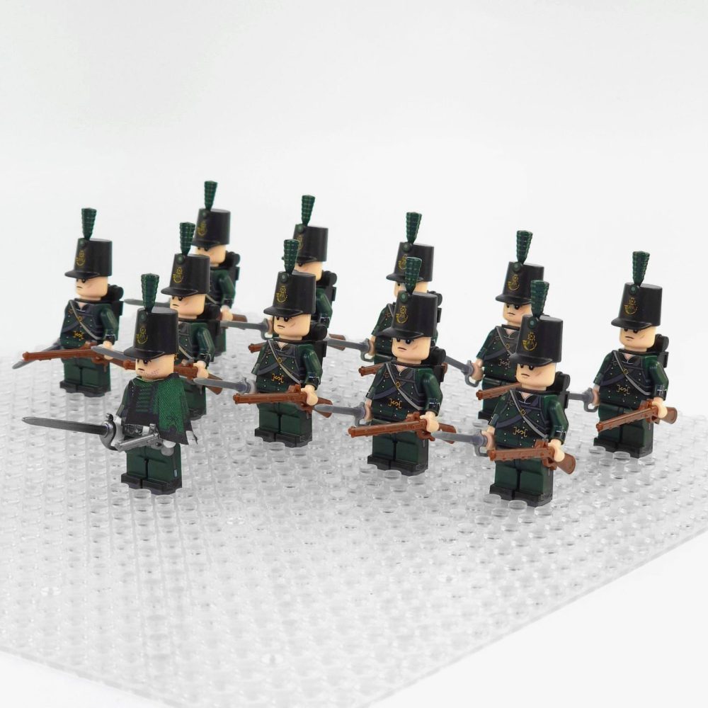 Napoleonic Wars 95th Rifles British Infantry Block Figures Set of 11pcs