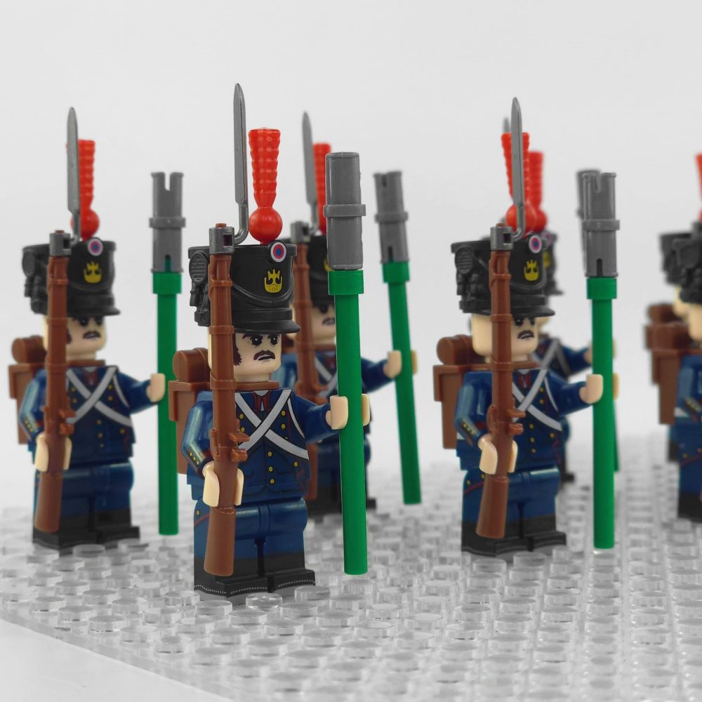 Napoleonic Wars French Artillery Infantry Block Figures Set of 10pcs