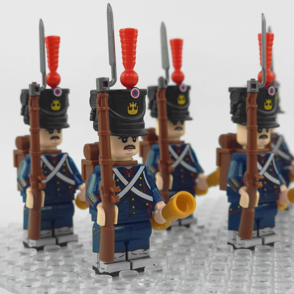 Napoleonic Wars French Artillery Infantry Block Figures Set of 10pcs