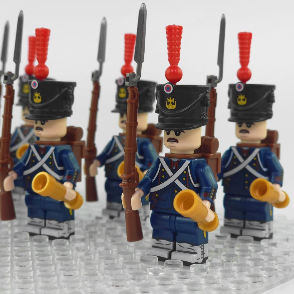 Napoleonic Wars French Artillery Infantry Block Figures Set of 10pcs
