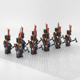 Napoleonic Wars French Artillery Infantry Block Figures Set With Rifle Bayonet & War Axe