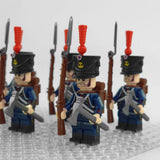 Napoleonic Wars French Artillery Infantry Block Figures Set With Rifle Bayonet & War Axe
