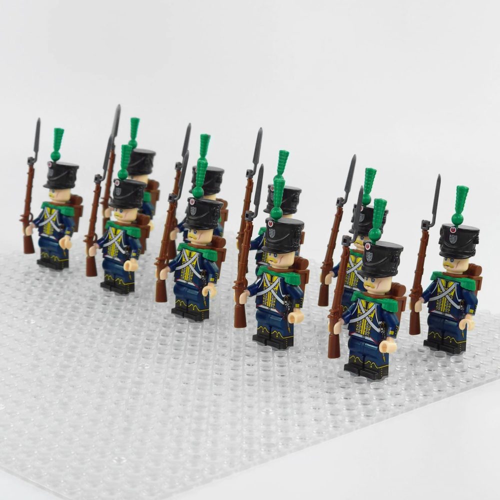 Napoleonic Wars Hessian Light Infantry Block Figures Set of 10pcs