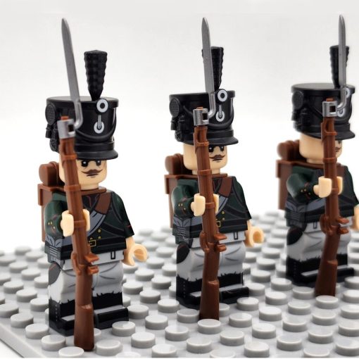Napoleonic Wars Prussian Silesian Chasseur Block Figures Set of 5pcs