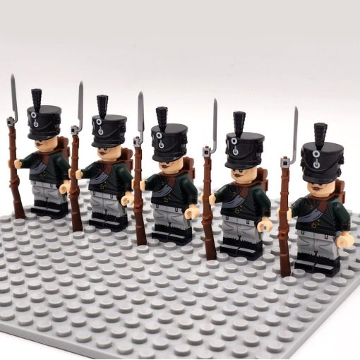 Napoleonic Wars Prussian Silesian Chasseur Block Figures Set of 5pcs