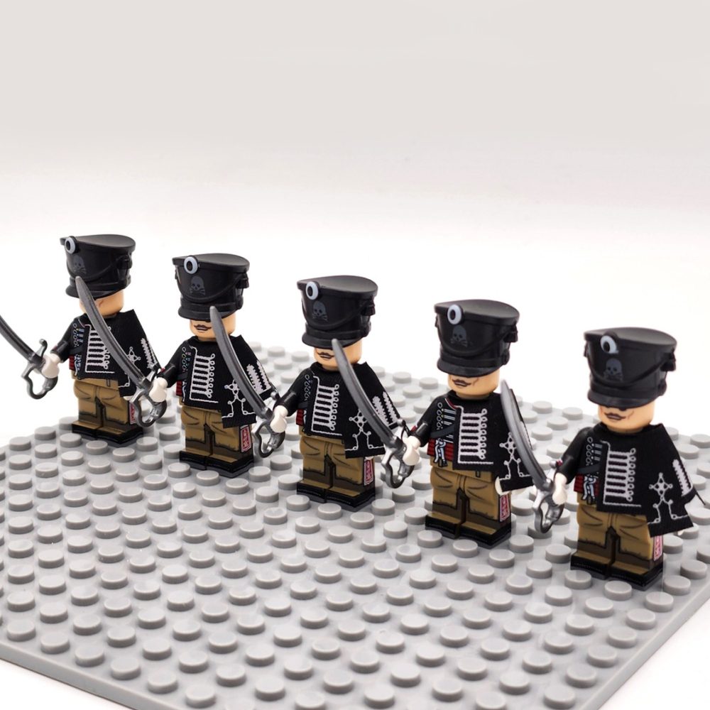 Napoleonic Wars Prussian Skeleton Hussars Block Figures Set of 5pcs