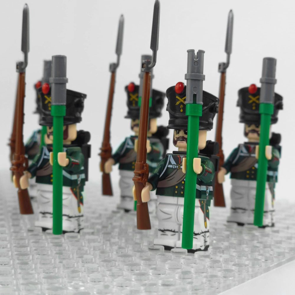 Napoleonic Wars Russian Artillery Infantry Block Figures Set of 10pcs