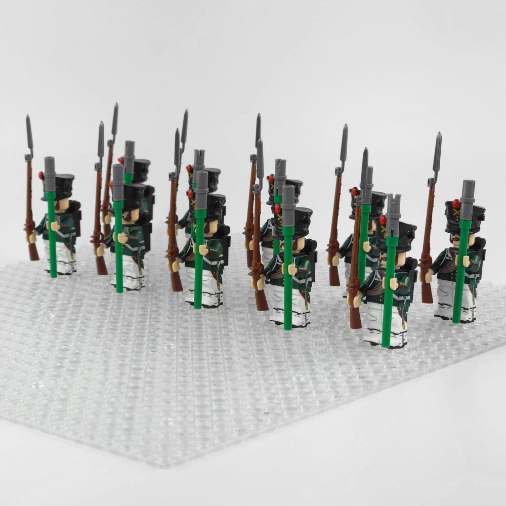 Napoleonic Wars Russian Artillery Infantry Block Figures Set of 10pcs