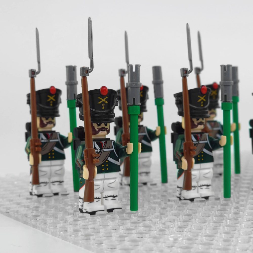 Napoleonic Wars Russian Artillery Infantry Block Figures Set of 10pcs