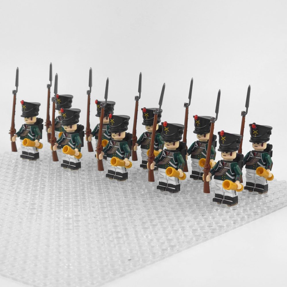 Napoleonic Wars Russian Artillery Infantry Block Figures Set of 10pcs