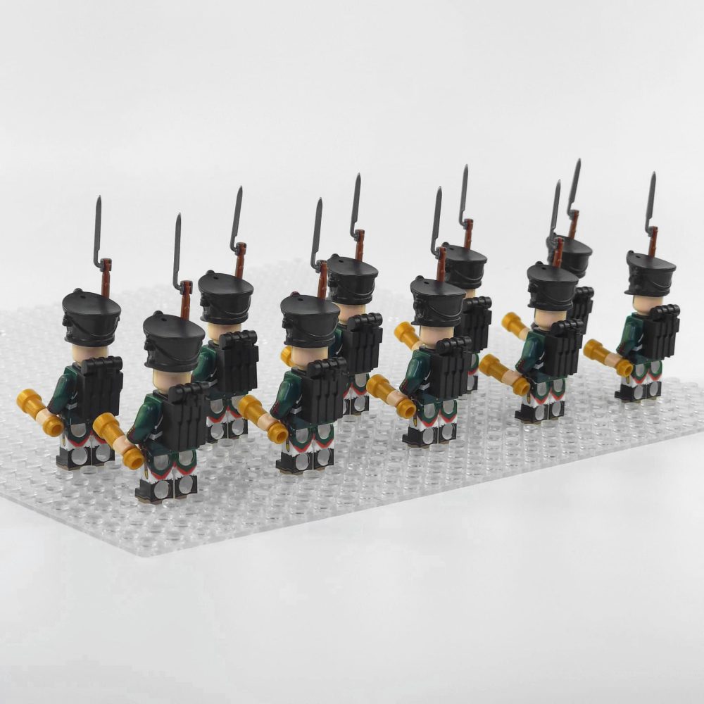 Napoleonic Wars Russian Artillery Infantry Block Figures Set of 10pcs