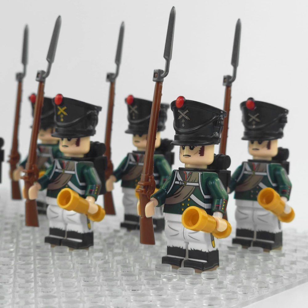 Napoleonic Wars Russian Artillery Infantry Block Figures Set of 10pcs