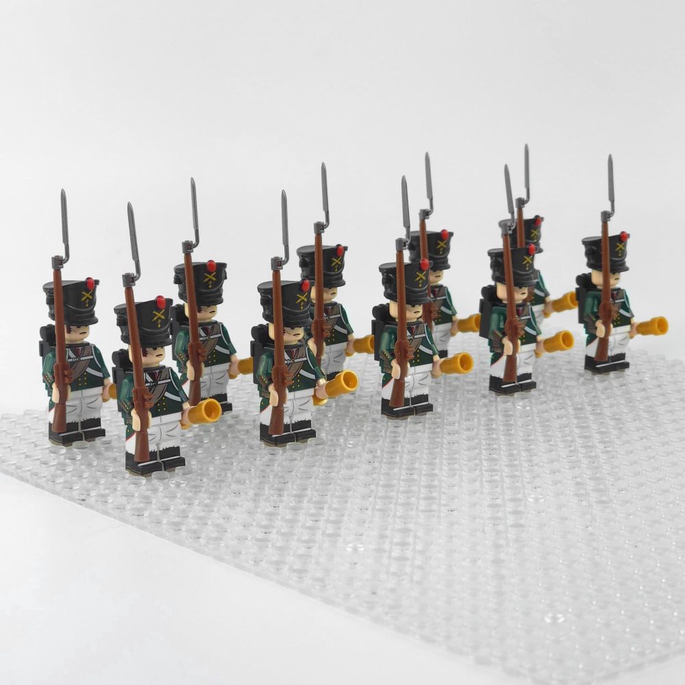 Napoleonic Wars Russian Artillery Infantry Block Figures Set of 10pcs