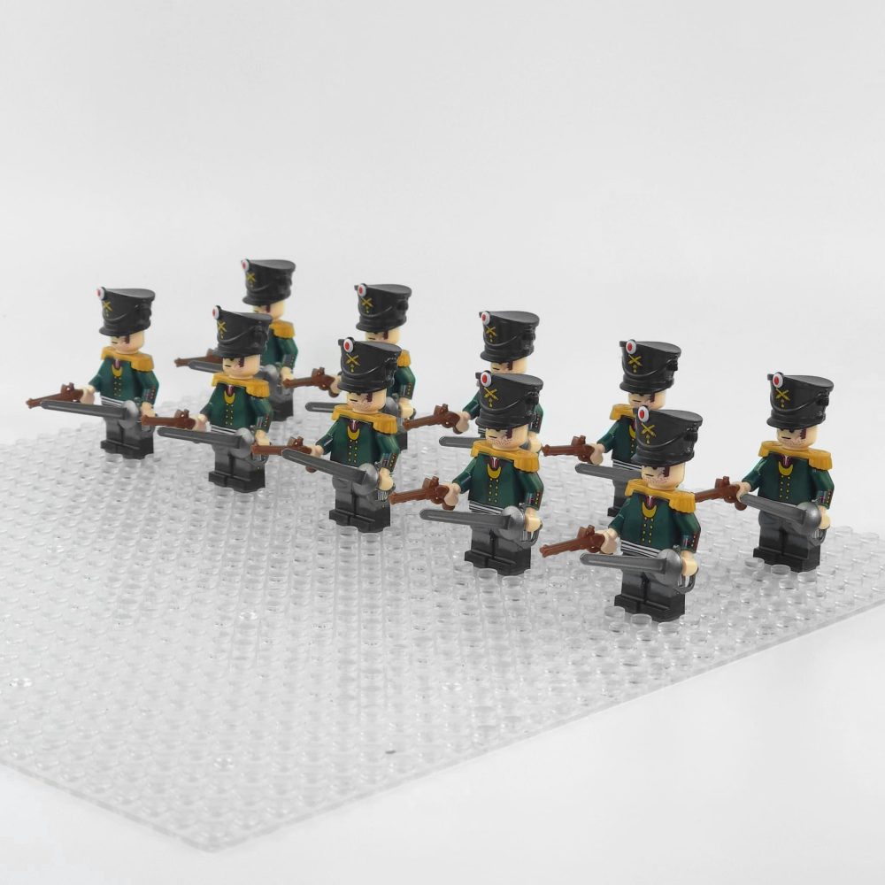 Napoleonic Wars Russian Artillery Officer Block Figures Set of 10pcs