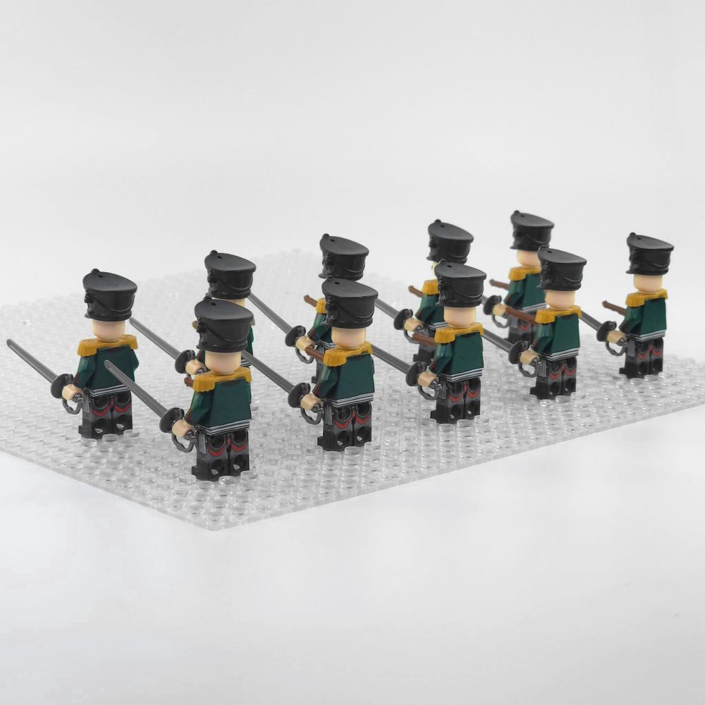 Napoleonic Wars Russian Artillery Officer Block Figures Set of 10pcs