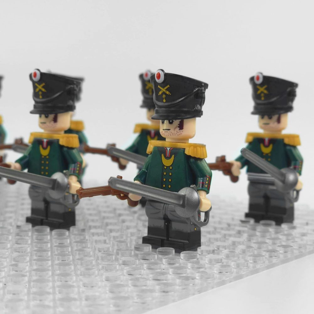 Napoleonic Wars Russian Artillery Officer Block Figures Set of 10pcs