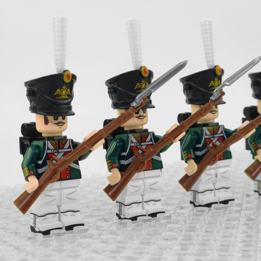 Napoleonic Wars Russian Foot Guard Bayonet Riflemen Block Figures Set of 5pcs