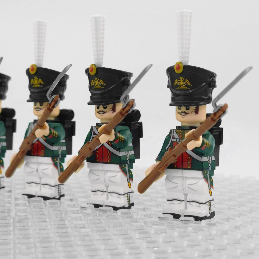 Napoleonic Wars Russian Foot Guard Bayonet Riflemen Block Figures Set of 5pcs