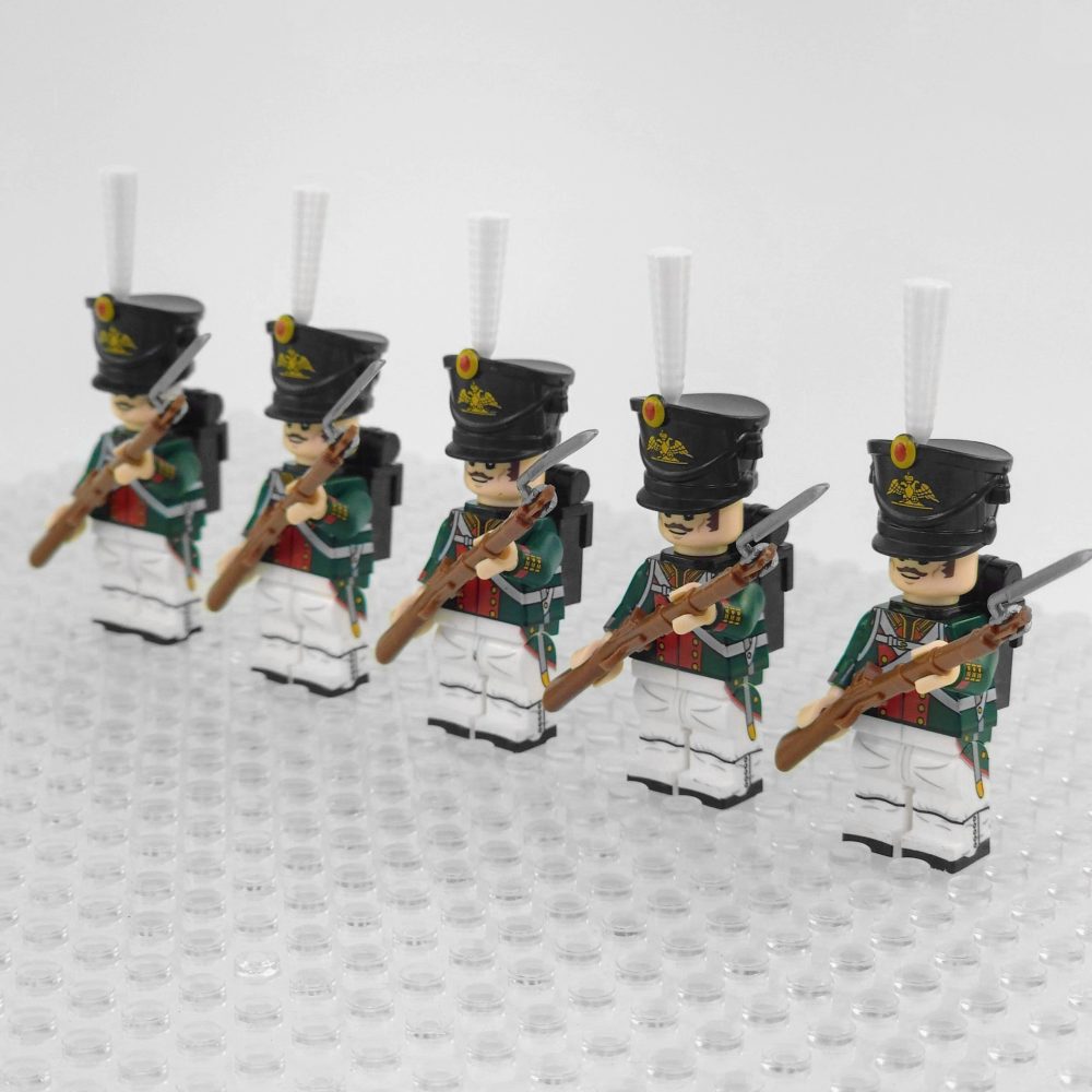 Napoleonic Wars Russian Foot Guard Bayonet Riflemen Block Figures Set of 5pcs