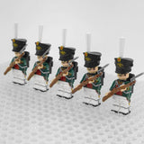 Napoleonic Wars Russian Foot Guard Bayonet Riflemen Block Figures Set of 5pcs