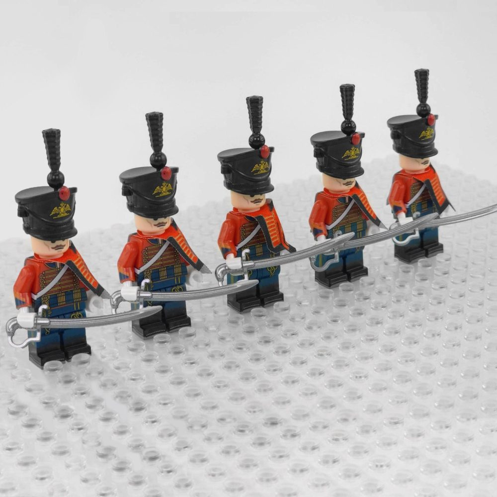 Napoleonic Wars Russian Guard Hussar Block Figures Set of 5pcs