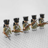 Napoleonic Wars Russian Line Infantry Bayonet Riflemen Block Figures Set of 5pcs