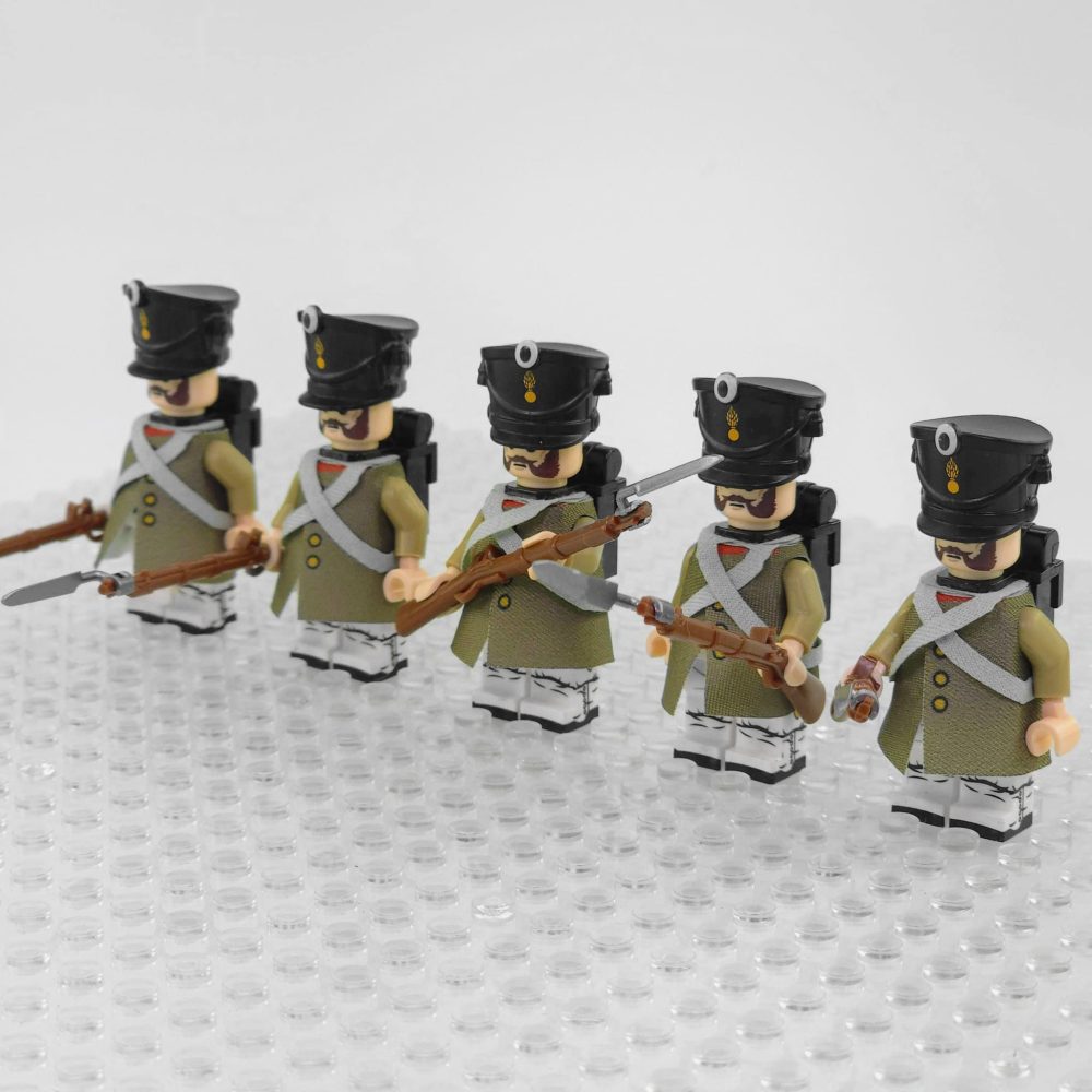 Napoleonic Wars Russian Line Infantry Bayonet Riflemen Block Figures Set of 5pcs