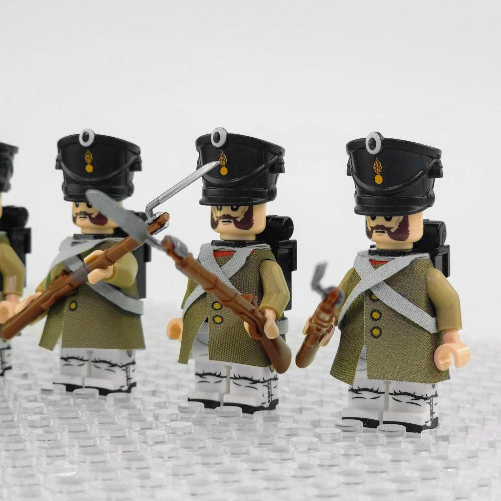 Napoleonic Wars Russian Line Infantry Bayonet Riflemen Block Figures Set of 5pcs