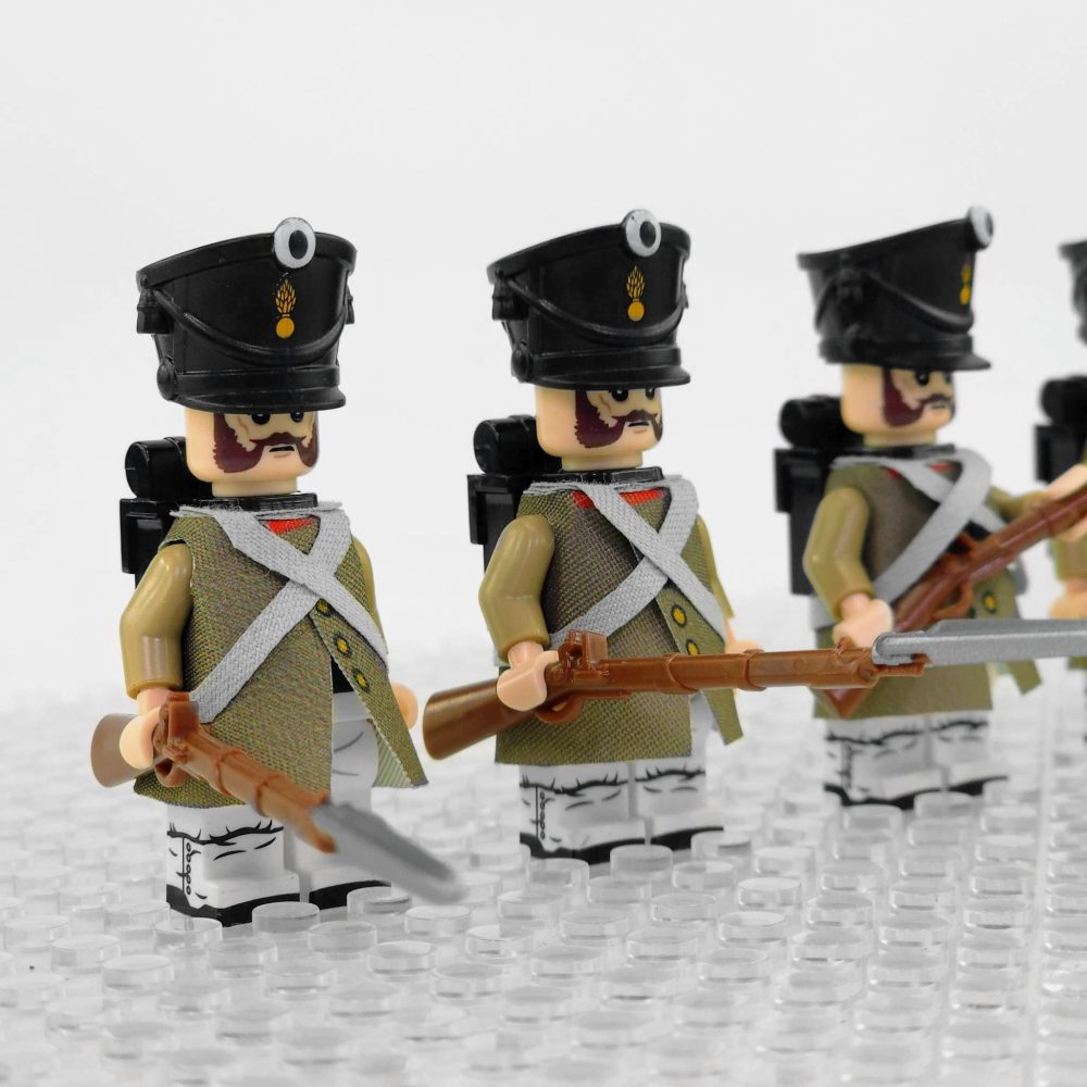 Napoleonic Wars Russian Line Infantry Bayonet Riflemen Block Figures Set of 5pcs