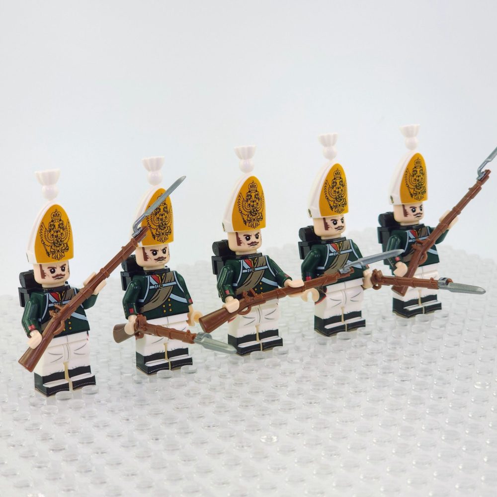 Napoleonic Wars Russian Pavlov Granadier Bayonet Riflemen Block Figures Set of 5pcs
