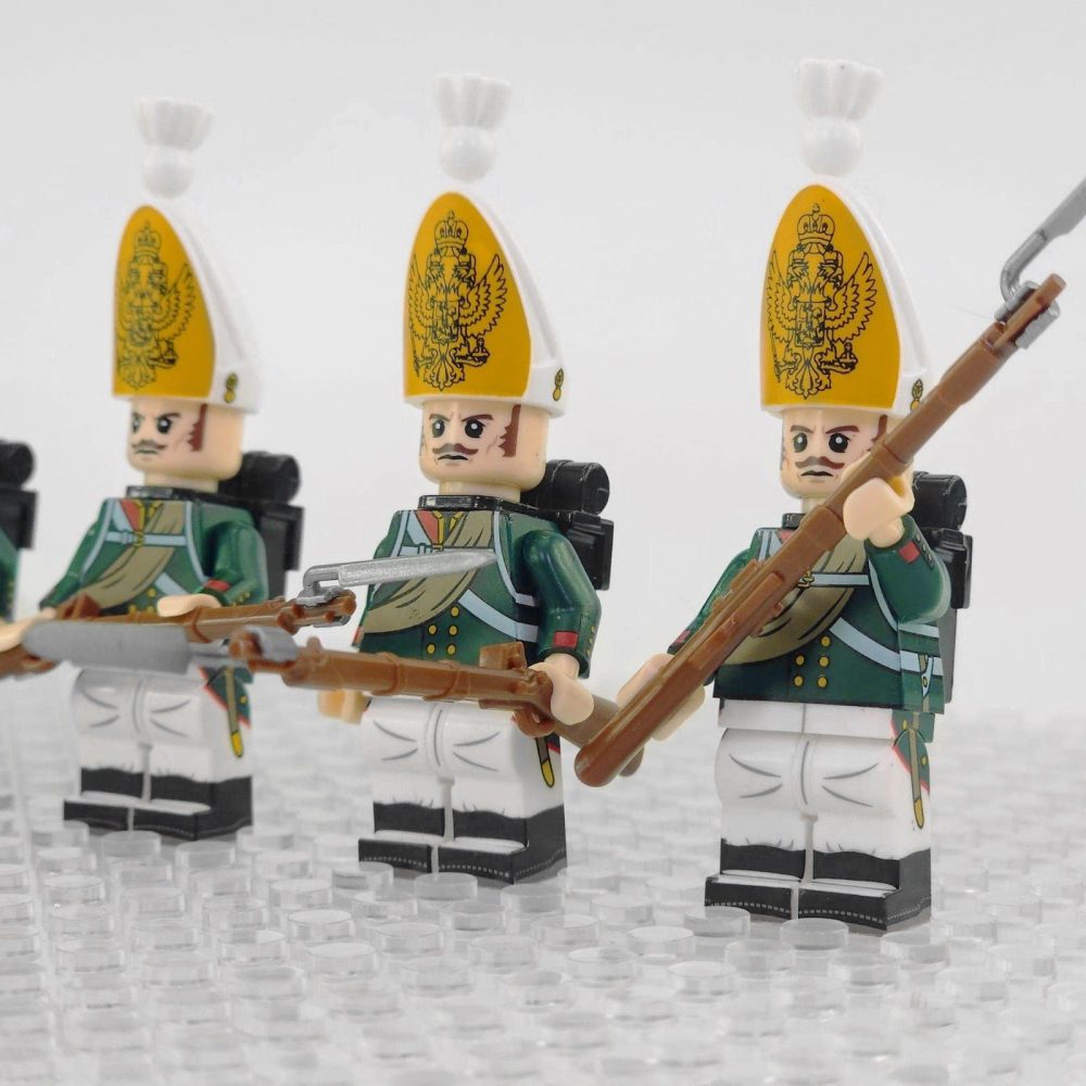 Napoleonic Wars Russian Pavlov Granadier Bayonet Riflemen Block Figures Set of 5pcs