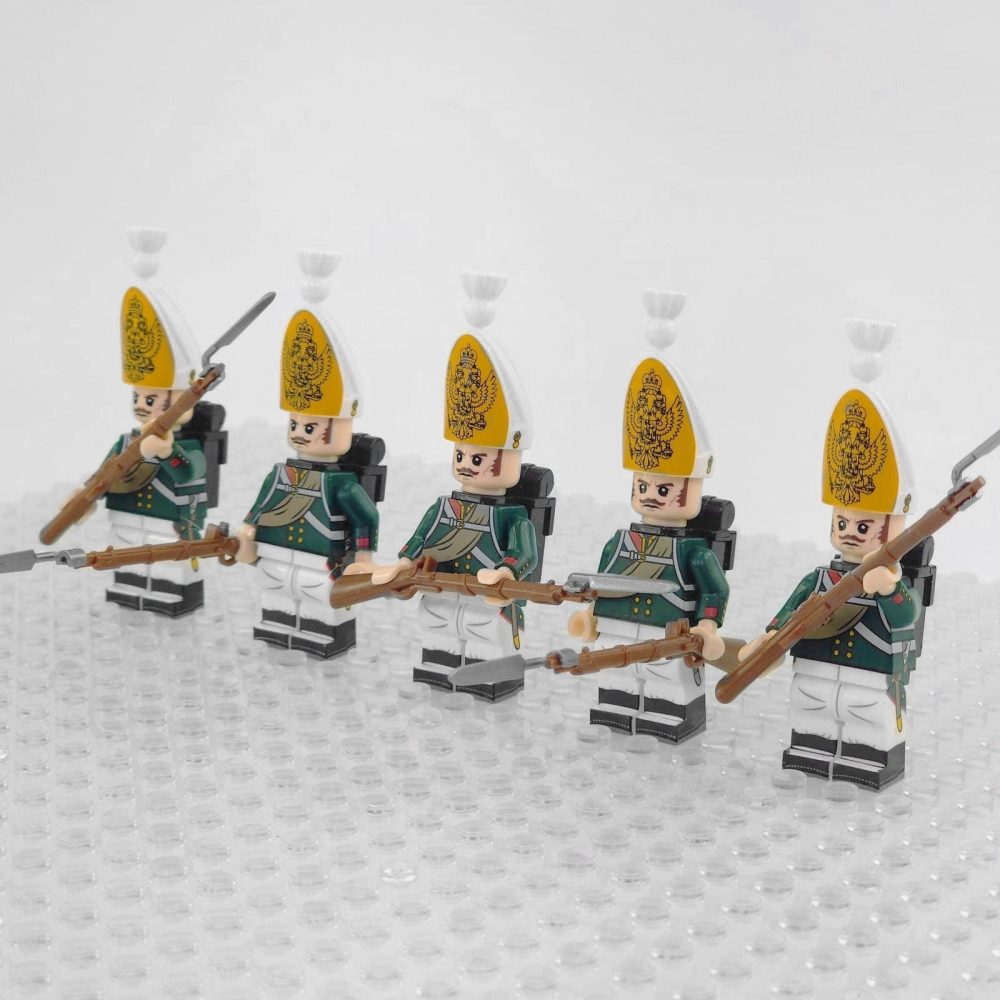Napoleonic Wars Russian Pavlov Granadier Bayonet Riflemen Block Figures Set of 5pcs