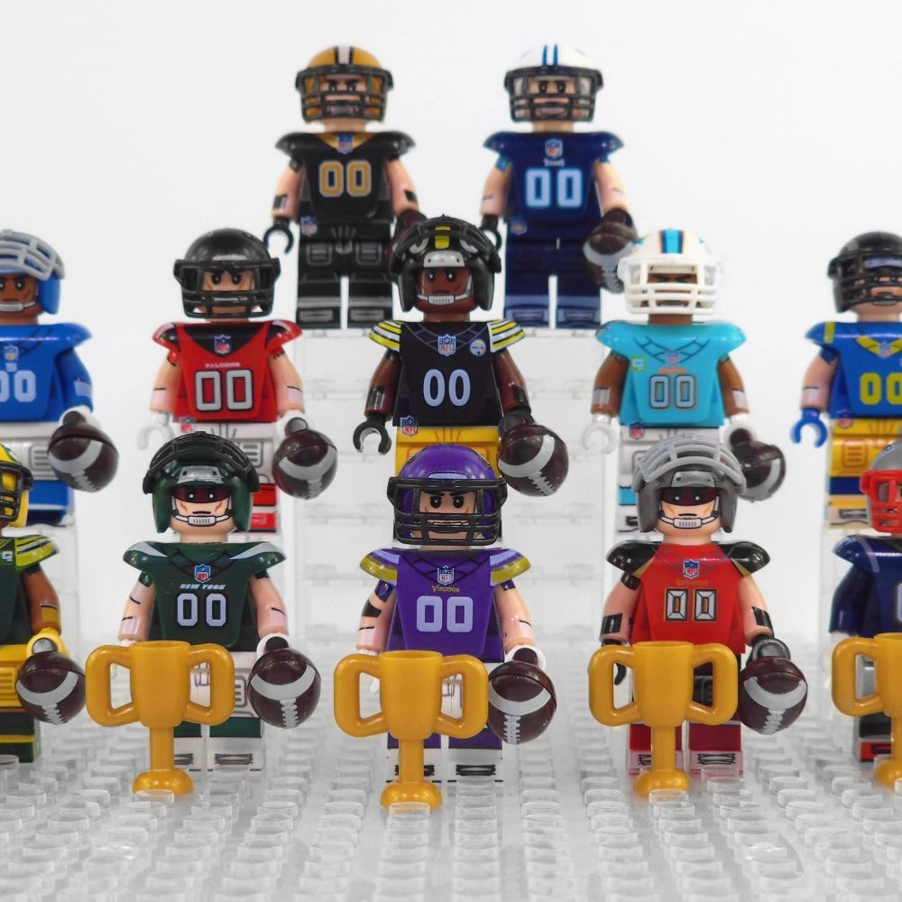 NFL Football Players Block Figures Set of 16pcs with Super Bowl Trophy Accessories